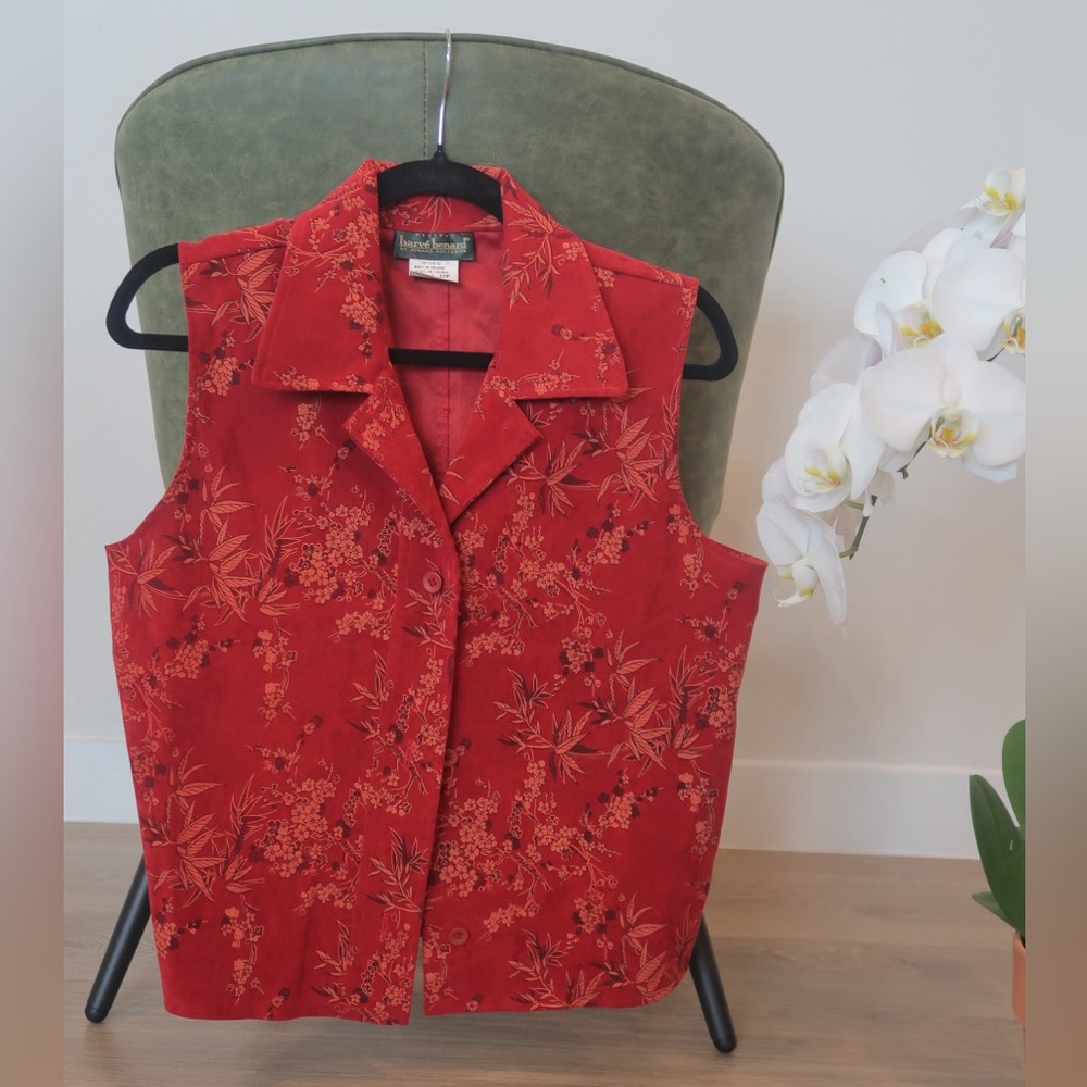 Harve Benard Scarlet Floral Sleeveless Vest Top - Size 12P - Vintage 90's